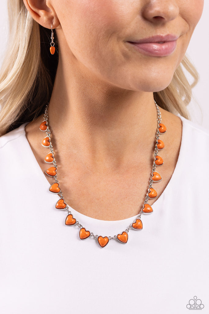 Sentimental Stones - Orange Stone Necklace-Paparazzi