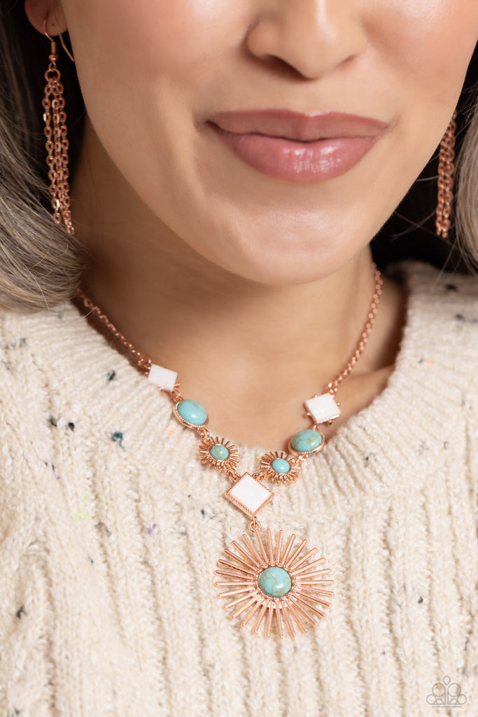 Sunburst Style - Copper Stone Necklace-Paparazzi
