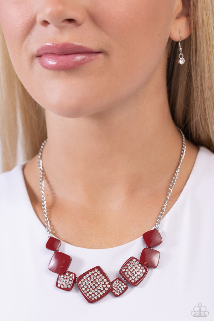 Twinkling Tables - Red Necklace-Paparazzi