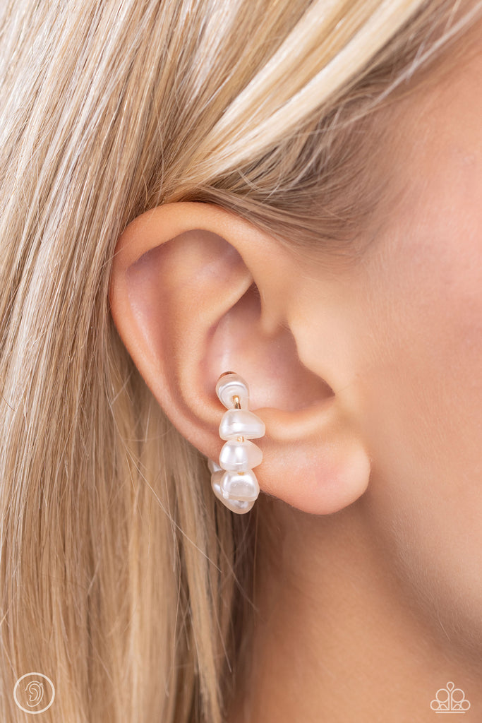 Prehistoric Pearls - Gold Paparazzi Ear Cuff