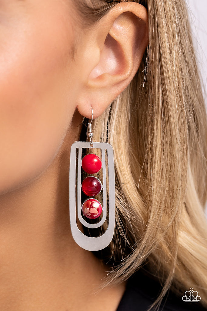 Layered Lure - Red Earring-Paparazzi