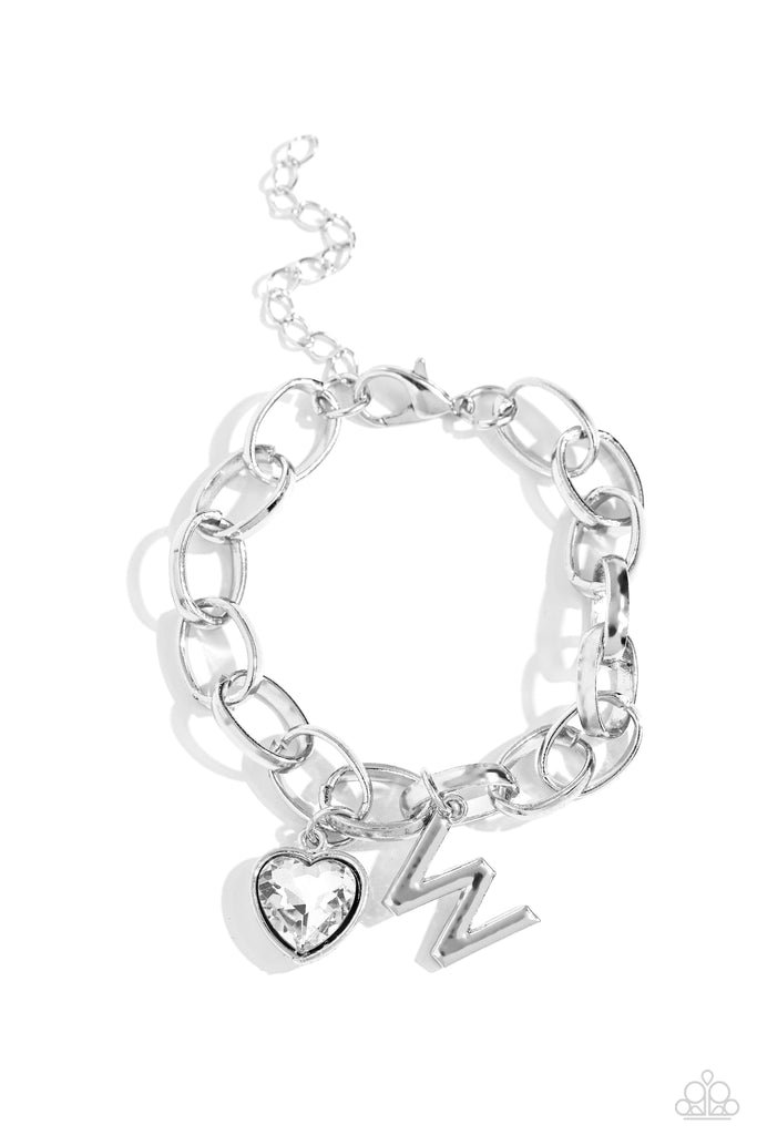 Guess Now Its INITIAL - White - W-Paparazzi Bracelet - The Sassy Sparkle