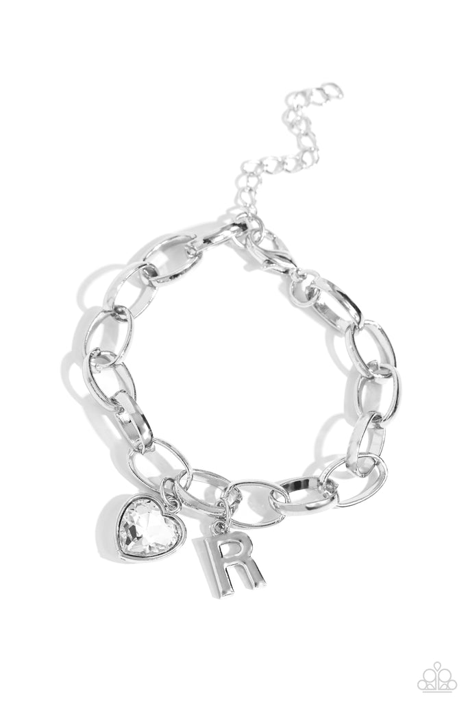 Guess Now Its INITIAL - White - R Paparazzi Bracelet - The Sassy Sparkle