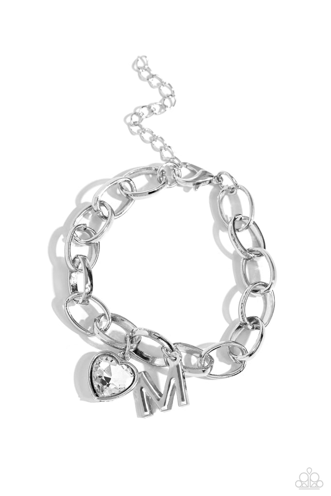 Guess Now Its INITIAL - White - M- Paparazzi Bracelet - The Sassy Sparkle