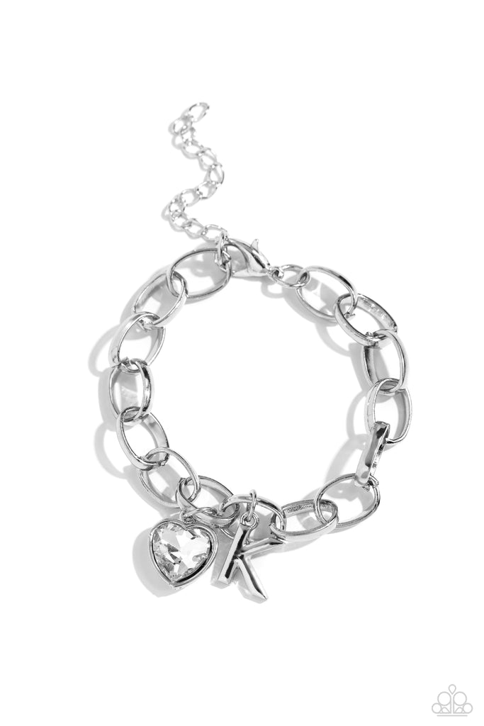 Guess Now Its INITIAL - White - K-Paparazzi Bracelet - The Sassy Sparkle