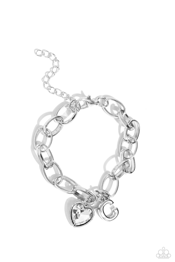 Guess Now Its INITIAL - White - C- Paparazzi Bracelet - The Sassy Sparkle