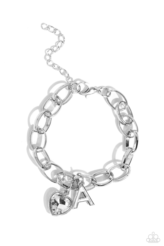 Guess Now Its INITIAL - White - A Paparazzi Bracelet - The Sassy Sparkle