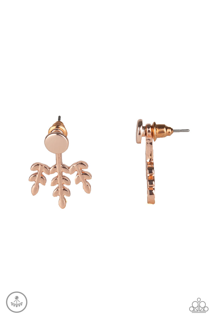 Autumn Shimmer - Rose Gold Jacket Post Earring-Paparazzi