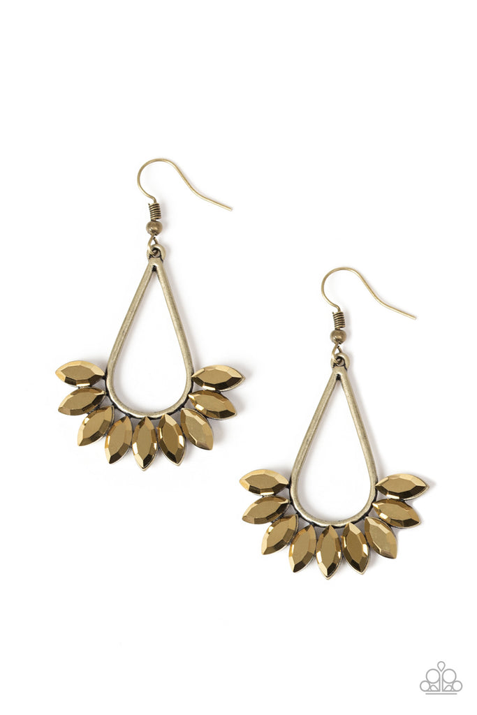 Be On Guard-Brass Earring-Paparazzi - The Sassy Sparkle