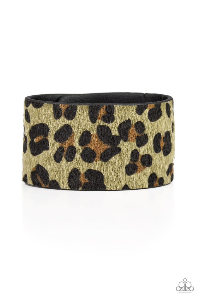 Cheetah Cabana - Green Urban Leather Bracelet-Paparazzi
