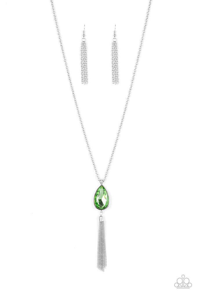 Elite Shine-Green Necklace-Y Shape-Pendant-Paparazzi Jewelry - The Sassy Sparkle