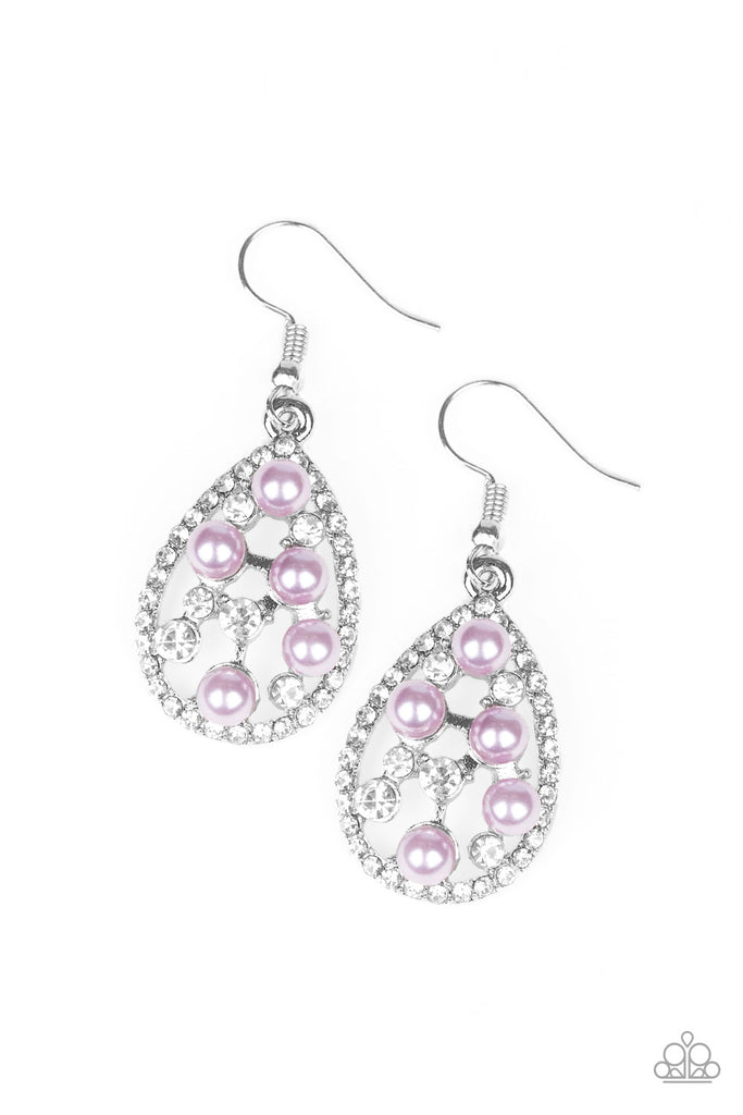 Paparazzi-Fabulously Wealthy-purple earrings-pearl and Rhinestone-dainty - The Sassy Sparkle