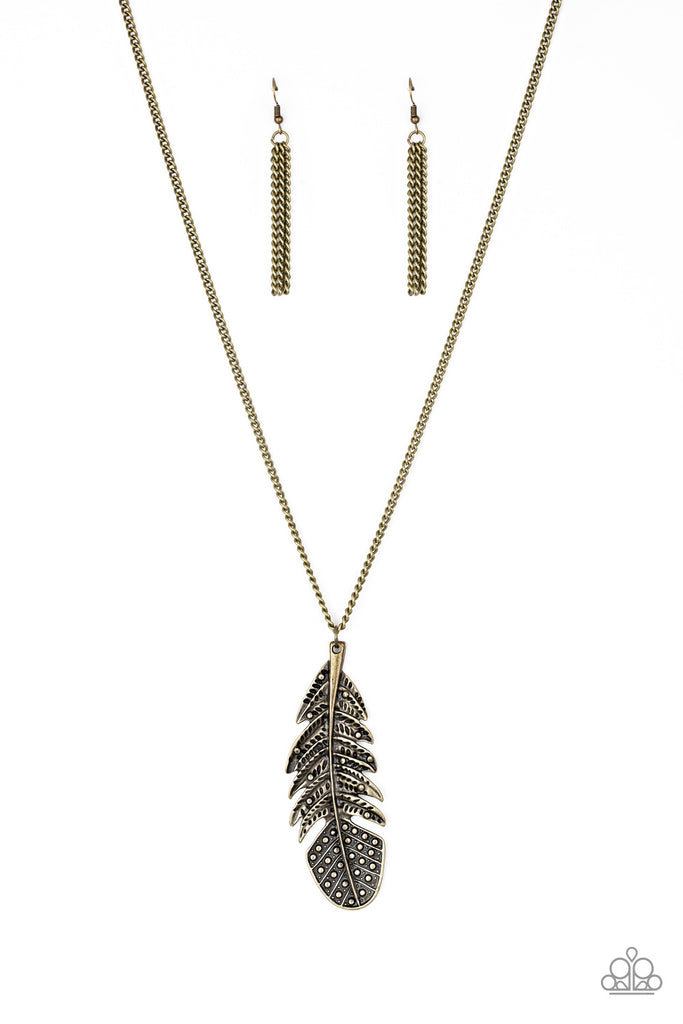 Paparazzi-Free Bird-Brass Necklace-Feather Pendant - The Sassy Sparkle