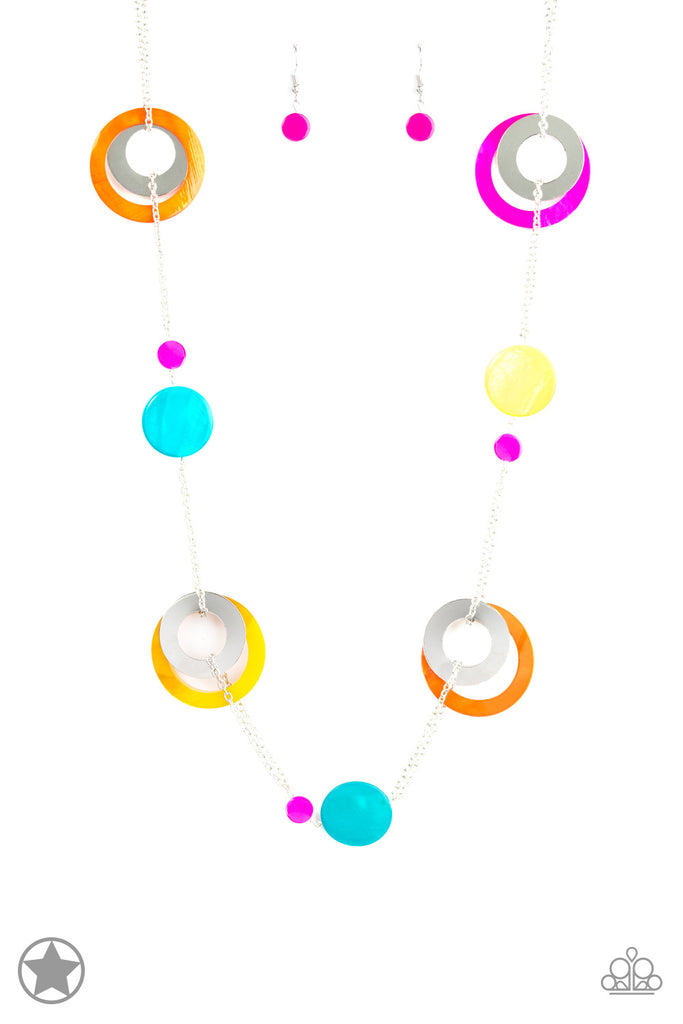 Paparazzi-Kaleidoscopically Captivating-Multi Colored Acrylic Ring-Blockbuster Necklace - The Sassy Sparkle