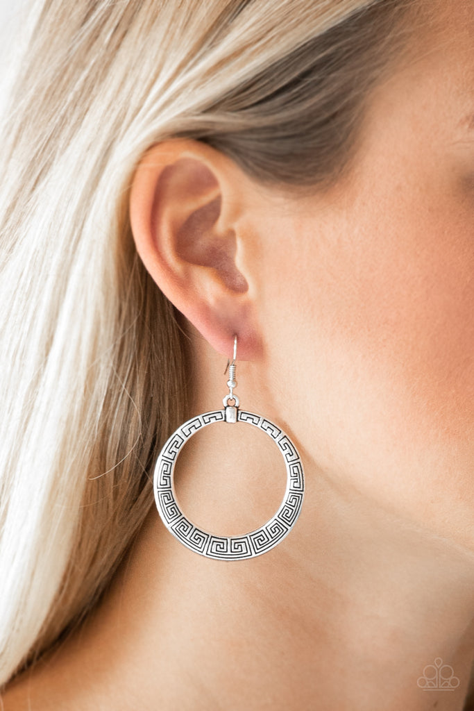 Paparazzi-Mayan Mantra- Silver Earrings - The Sassy Sparkle