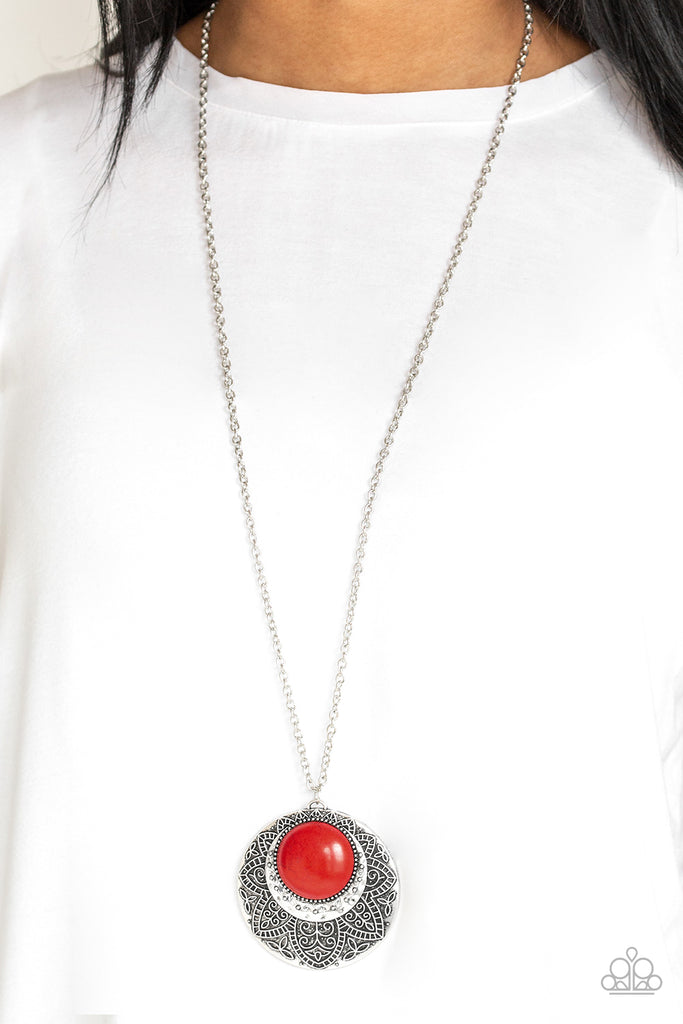 Medallion Meadow-Red Necklace-Stone-Paparazzi - The Sassy Sparkle