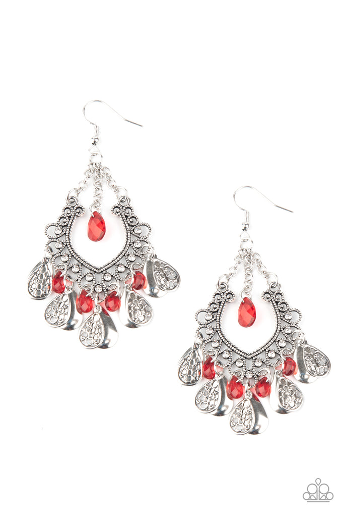 Musical Gardens-Red Paparazzi Earrings - The Sassy Sparkle