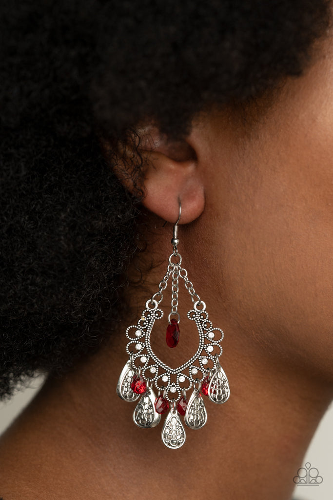 Musical Gardens-Red Paparazzi Earrings - The Sassy Sparkle