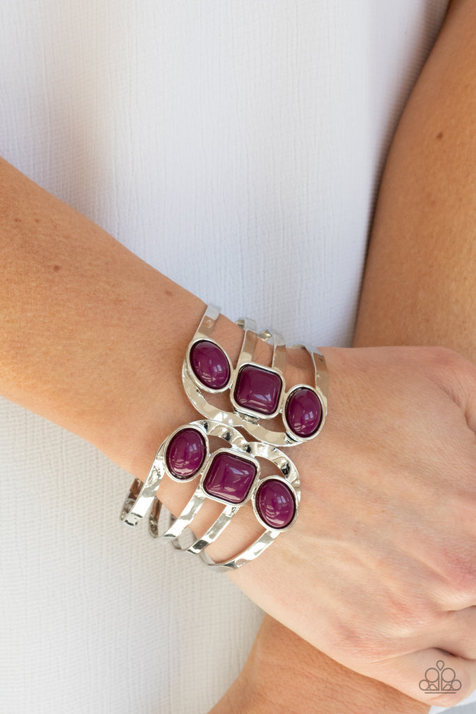 Mystified-Purple Bracelet-Hinged-Paparazzi - The Sassy Sparkle