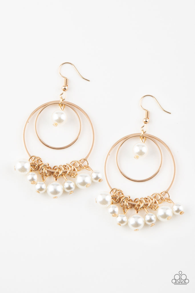 New York Attraction-gold and Pearl Paparazzi Earring - The Sassy Sparkle