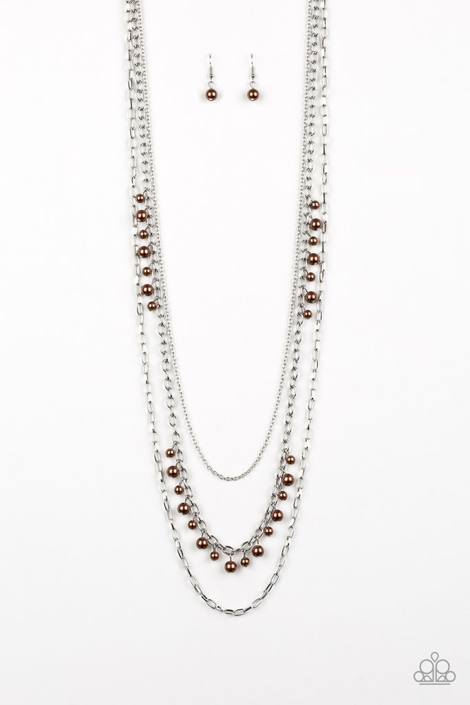 Pearl Pageant-Brown Necklace-Pearl-Layered-Long-Paparazzi - The Sassy Sparkle