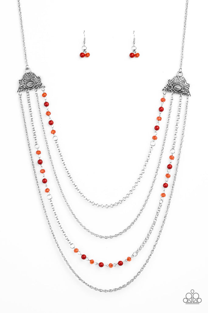 Pharaoh Finesse-Red Paparazzi Necklace-Layered - The Sassy Sparkle