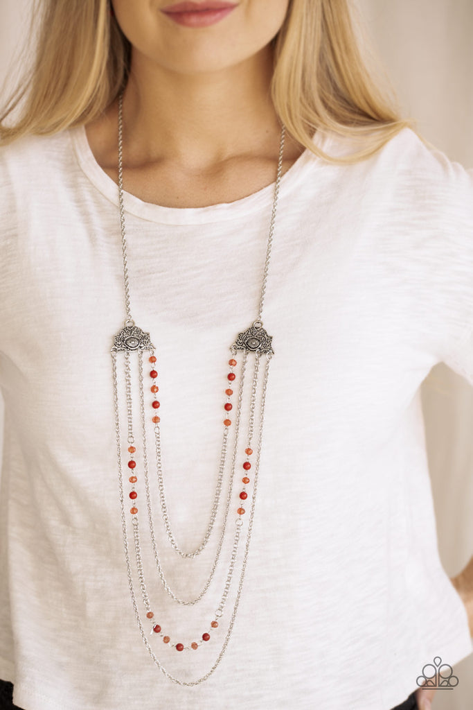 Pharaoh Finesse-Red Paparazzi Necklace-Layered - The Sassy Sparkle