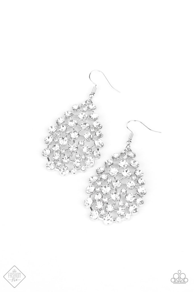 Start With A Bang-White Earrings-Paparazzi - The Sassy Sparkle