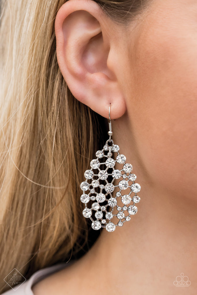 Start With A Bang-White Earrings-Paparazzi - The Sassy Sparkle