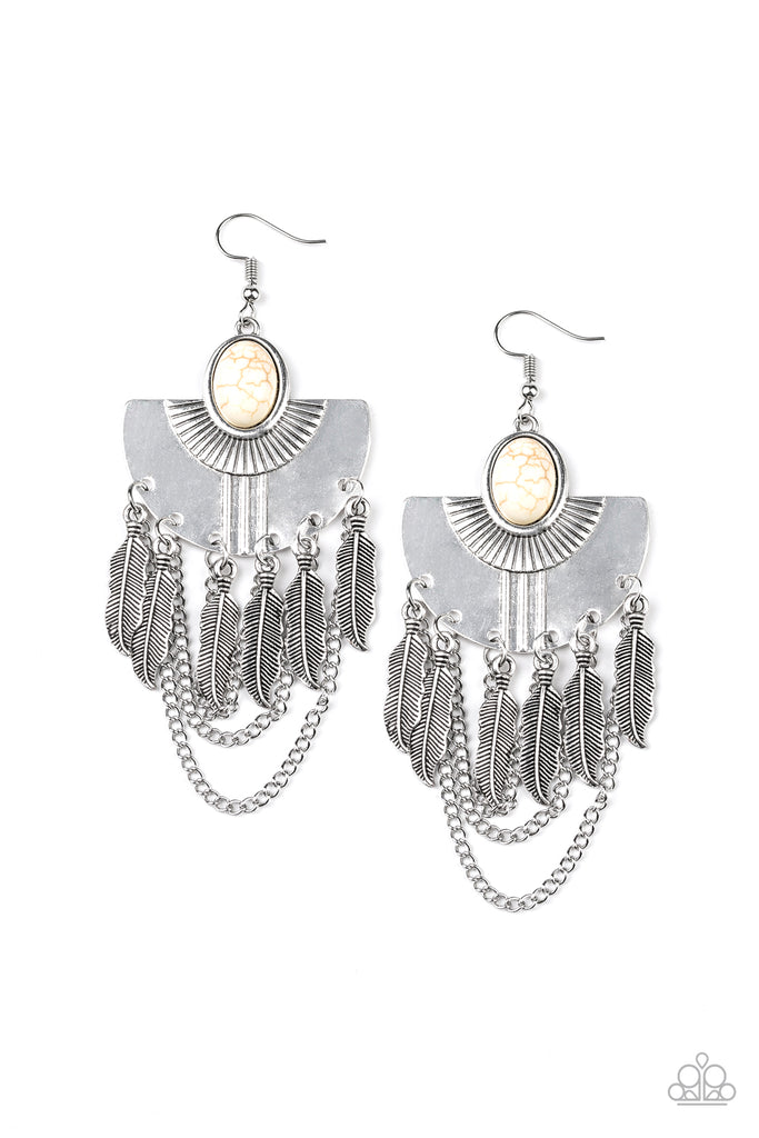 Sure Thing. Chief!-White Paparazzi Earring - The Sassy Sparkle