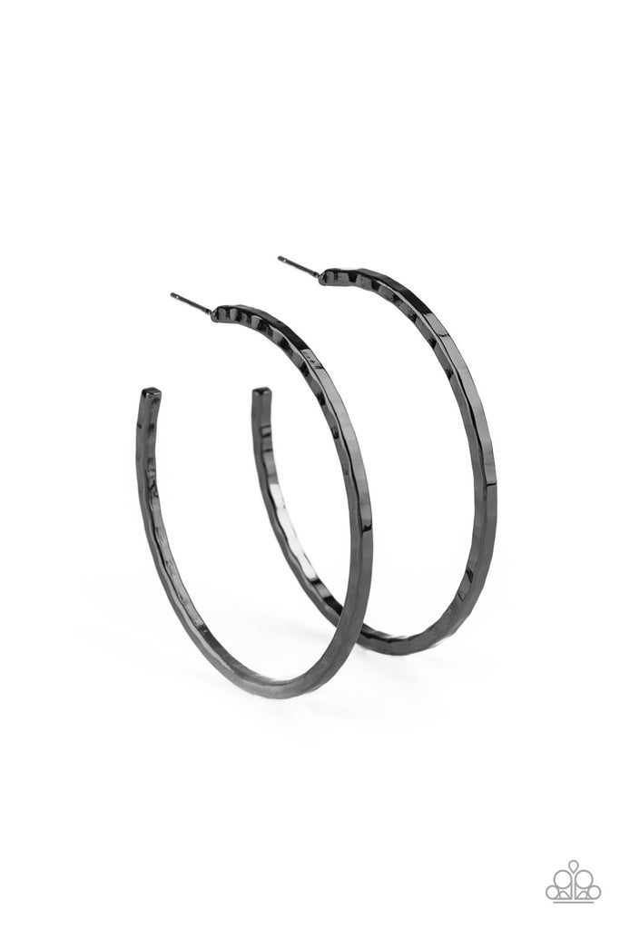 Totally Throwback - Gunmetal Post Hoop Earring-Paparazzi