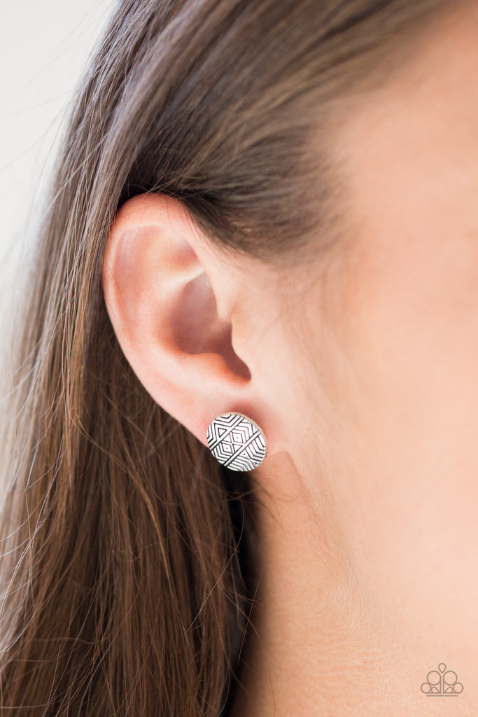Bright As A Button-Silver Post Earring-Paparazzi - The Sassy Sparkle