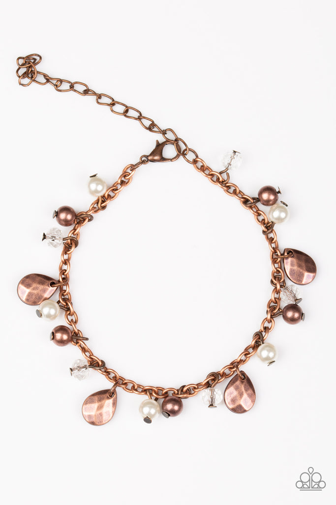 Modestly Midsummer - Vintage Copper Pearl Bracelet-Paparazzi