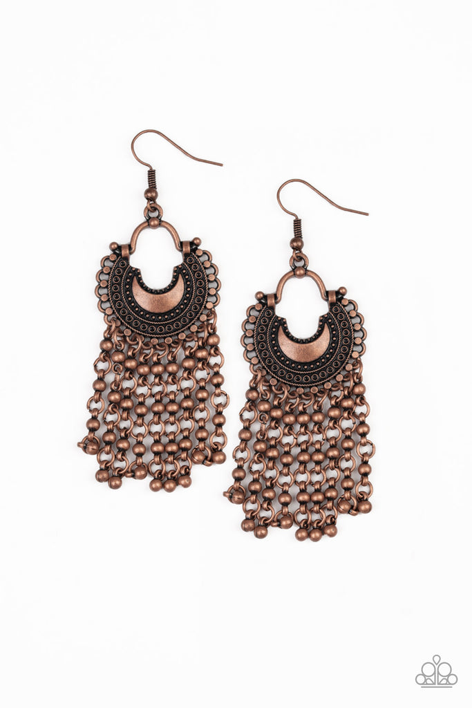 Catching Dreams-copper Paparazzi earrings-fringe - The Sassy Sparkle