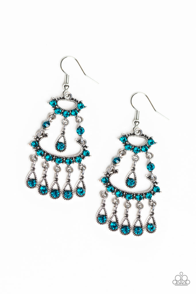 Chandelier Shimmer - Blue Earring-Paparazzi - The Sassy Sparkle