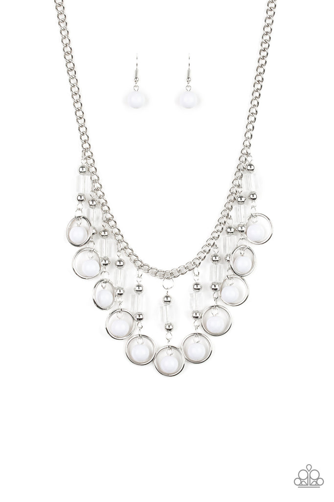 Cool Cascade - White Necklace-Paparazzi