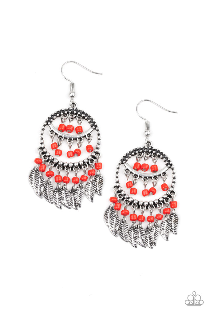 Paparazzi-Herbal Remedy-Red earrings-seed bead-leaf Fringe - The Sassy Sparkle