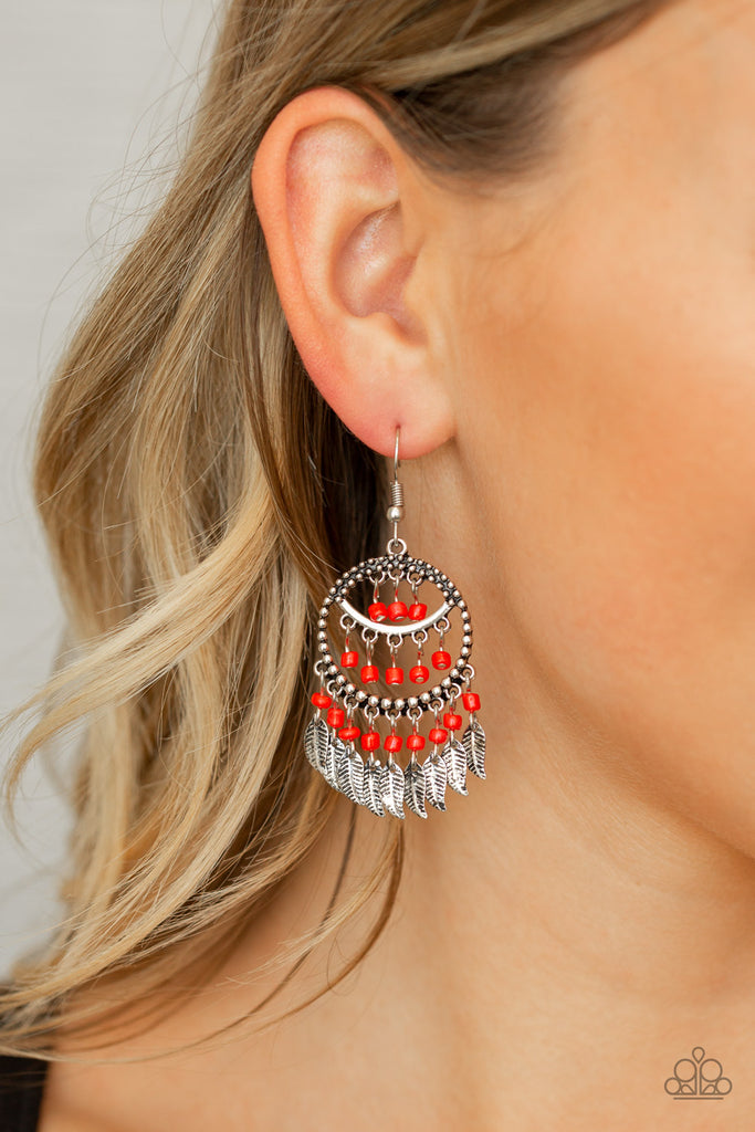 Paparazzi-Herbal Remedy-Red earrings-seed bead-leaf Fringe - The Sassy Sparkle