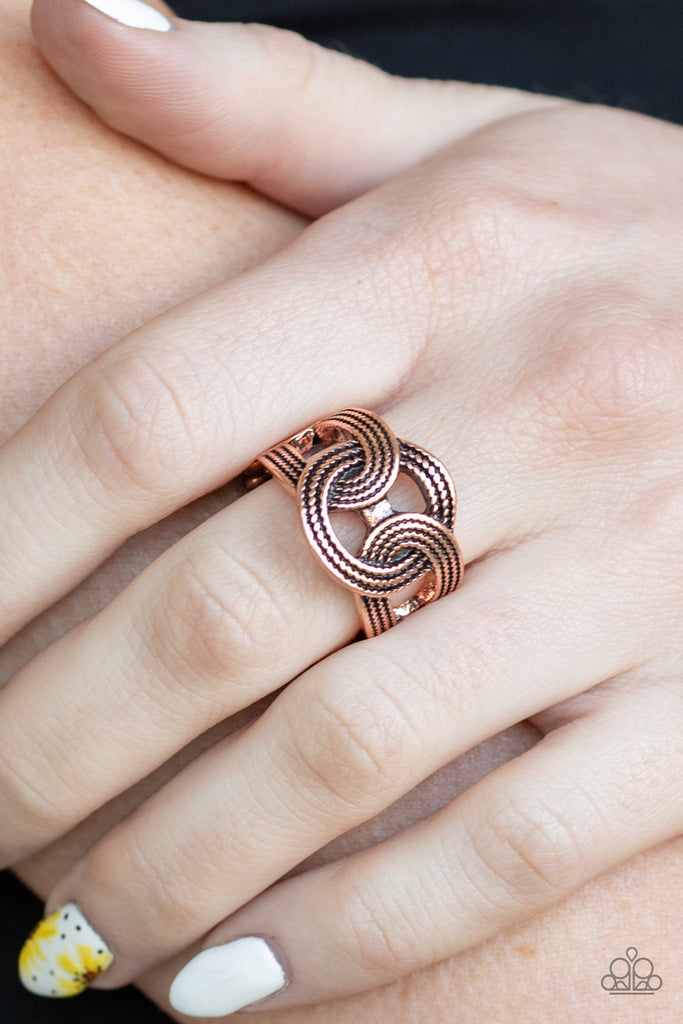 Join Forces - Vintage Copper Ring-Paparazzi
