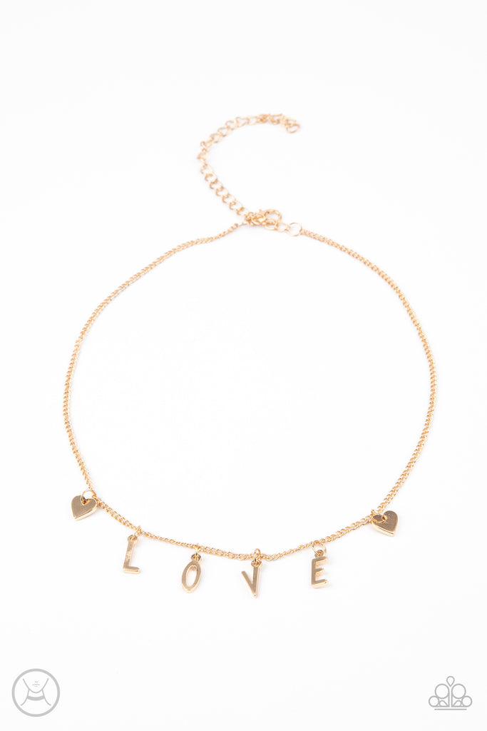 Love Conquers All-Gold Choker Necklace-Paparazzi - The Sassy Sparkle