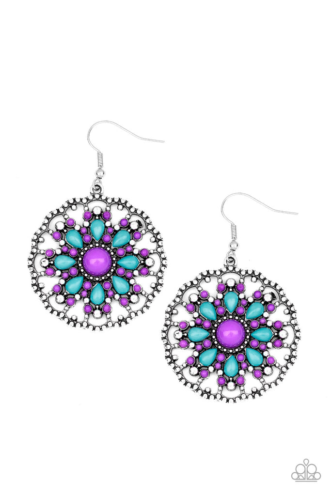 Mardi Gras Garden-purple Earrings-Paparazzi-multicolored with blue - The Sassy Sparkle
