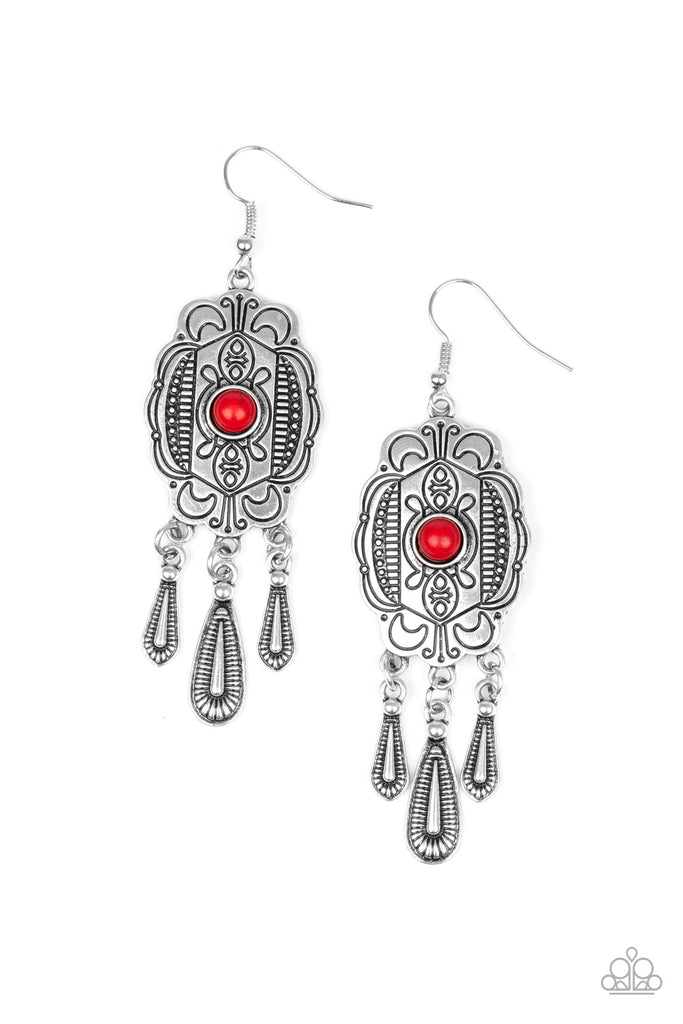Natural Native-Red stone Earrings-Paparazzi - The Sassy Sparkle
