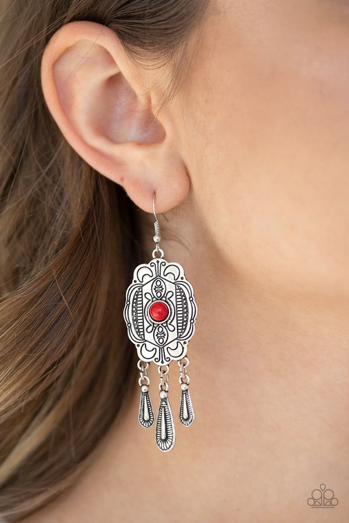 Natural Native-Red stone Earrings-Paparazzi - The Sassy Sparkle