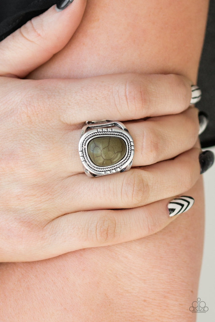 Out On The Range - Green Stone Ring-Paparazzi