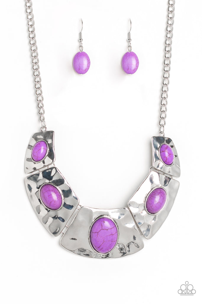 Ruler In Favor - Purple Stone Necklace-Paparazzi