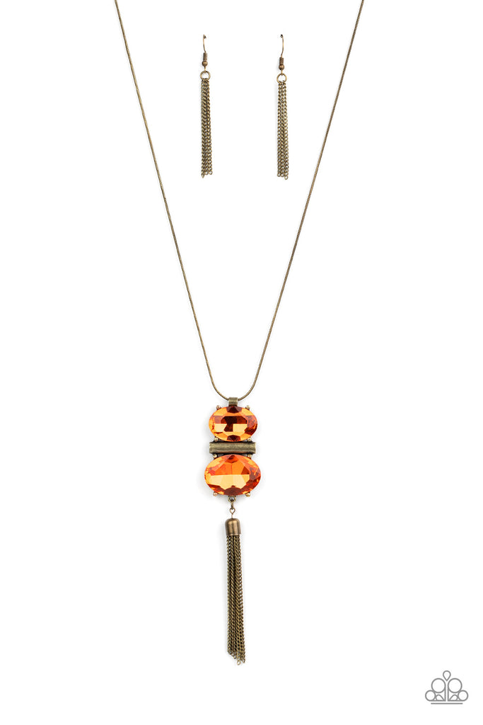 Runway Rival-Orange and Brass Paparazzi Necklace - The Sassy Sparkle