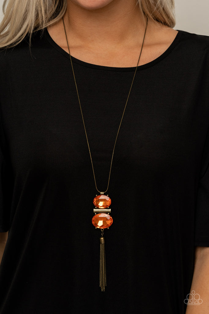 Runway Rival-Orange and Brass Paparazzi Necklace - The Sassy Sparkle