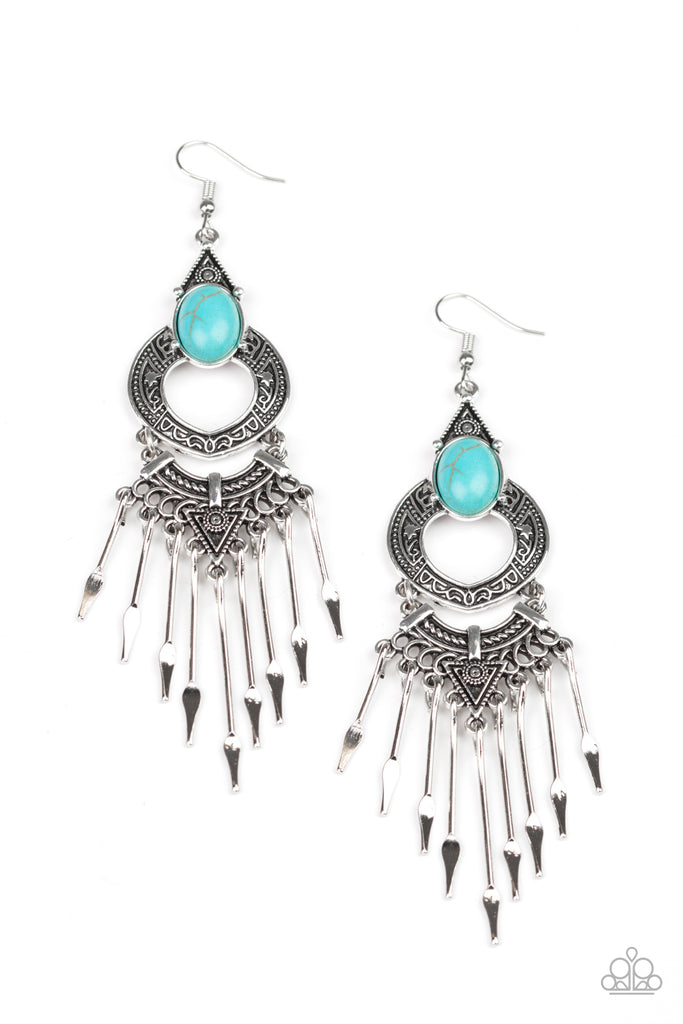 Southern Spearhead - Blue Stone Earring-Paparazzi - The Sassy Sparkle