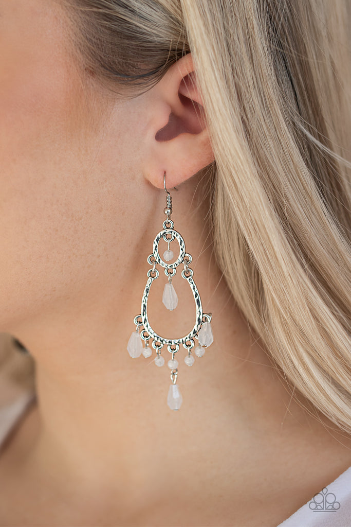 Summer Sorbet-white earring-chandelier-Paparazzi - The Sassy Sparkle