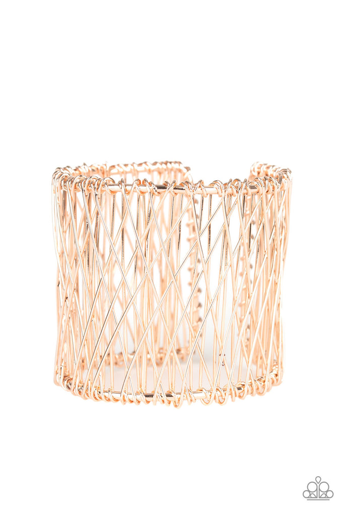 Work For Wire-Rose Gold Cuff Bracelet-Paparazzi - The Sassy Sparkle